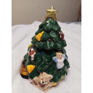 Vtg Mini Christmas Tree Trinket Box 5.5" Signed Jay 1995 READ